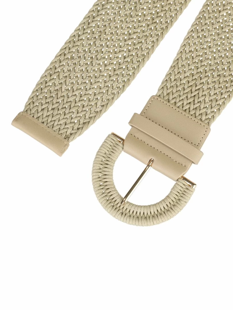 Women's Wide Woven Braided Belt with Chunky Buckle for Dresses - Stylish Waist Accessory