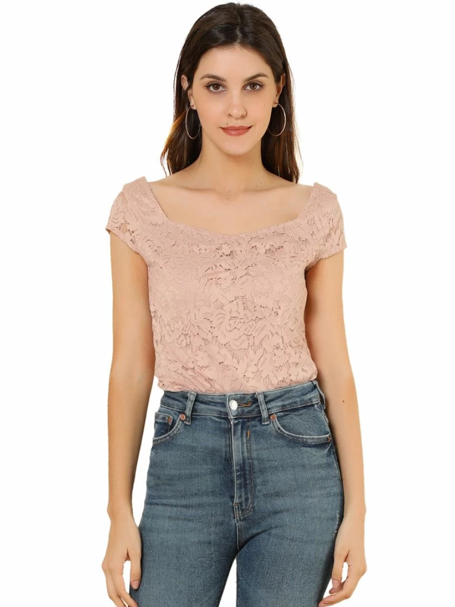 Vintage Lace Blouse for Women with Sweetheart Neckline and Ruched Front Detail