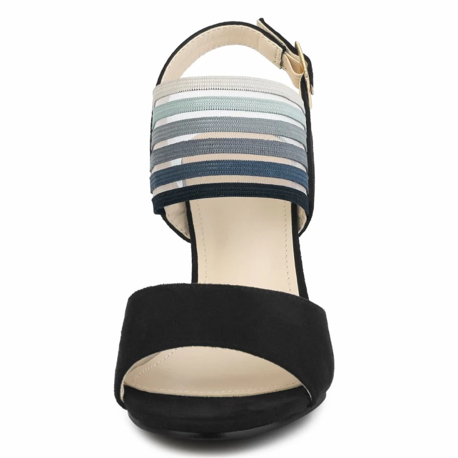 Women's Colorful Open-Toe Chunky Heel Sandals with Elastic Strap - Comfortable Summer Fashion Footwear