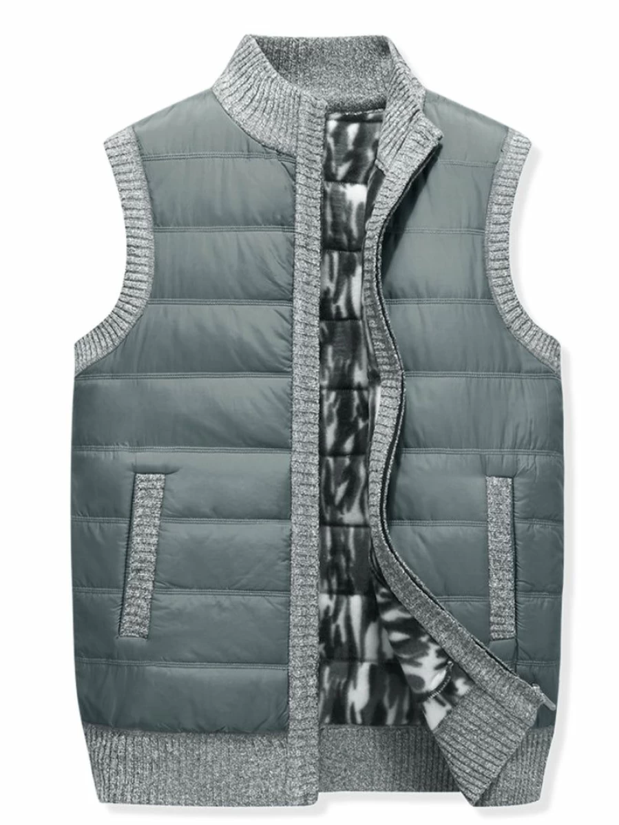 Men's Quilted Puffer Vest Sleeveless Winter Jacket with Plush Lining for Outdoor Activities