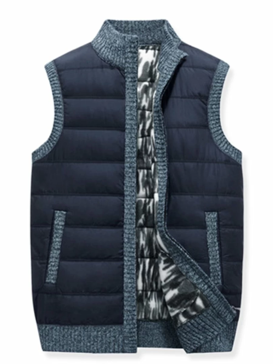 Men's Quilted Puffer Vest Sleeveless Winter Jacket with Plush Lining for Outdoor Activities