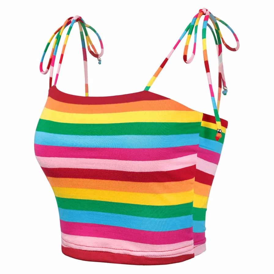 Rainbow Striped Summer Crop Top Cami for Women - Trendy Sleeveless Casual Wear