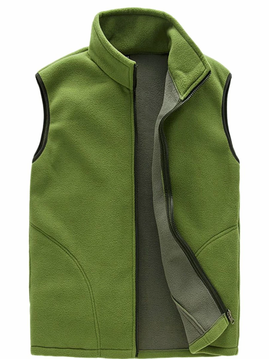 Men's Lightweight Sleeveless Zip-Up Vest for Outdoor Activities – Plush Lined Jacket