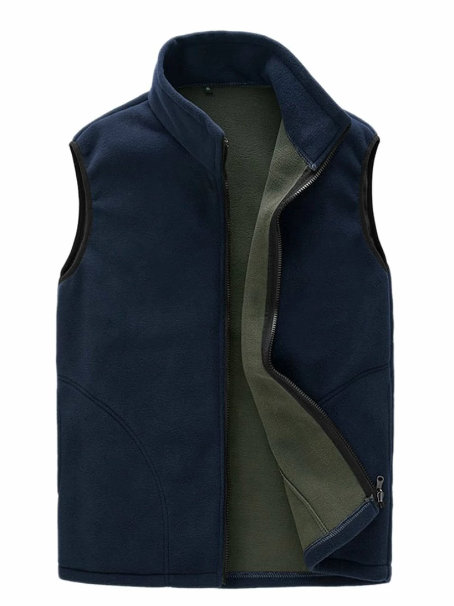 Men's Lightweight Sleeveless Zip-Up Vest for Outdoor Activities – Plush Lined Jacket