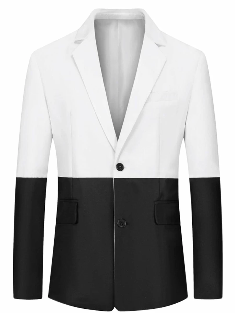 Men's Slim Fit Color Block Formal Blazer - Modern Dress Suit Jacket for Business & Sports