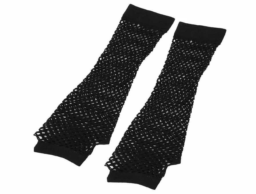 Fishnet Fingerless Arm Warmers for Women - Elbow Length Stretchable Gloves 1 Pair