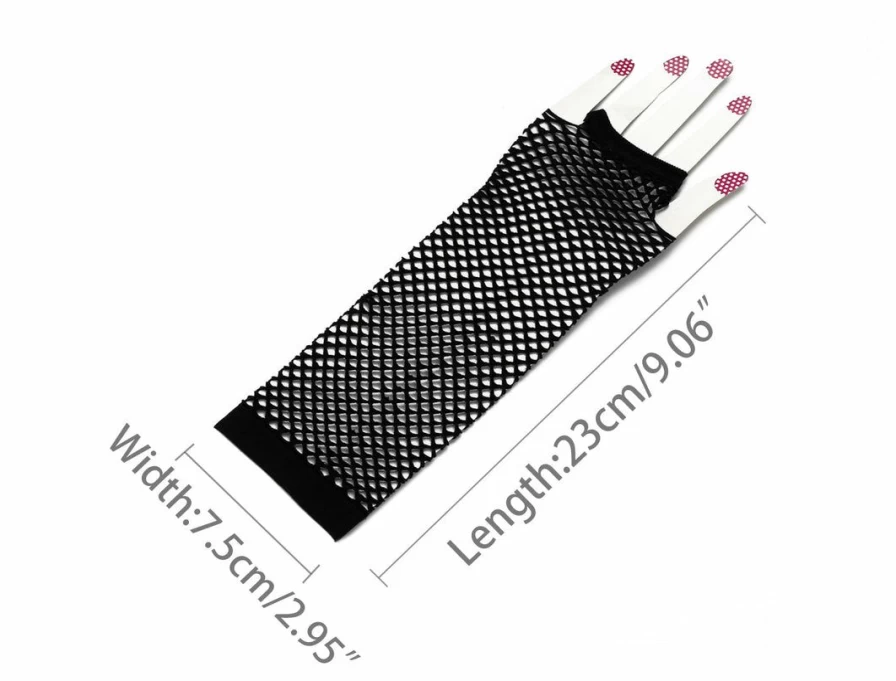 Fishnet Fingerless Arm Warmers for Women - Elbow Length Stretchable Gloves 1 Pair