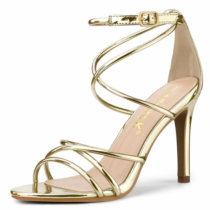 Women's Strappy Open Toe Stiletto Heel Sandals - Elegant High Heel Dress Shoes