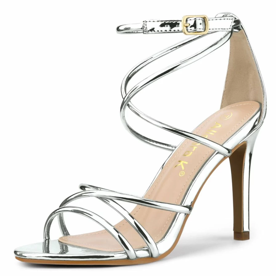 Women's Strappy Open Toe Stiletto Heel Sandals - Elegant High Heel Dress Shoes