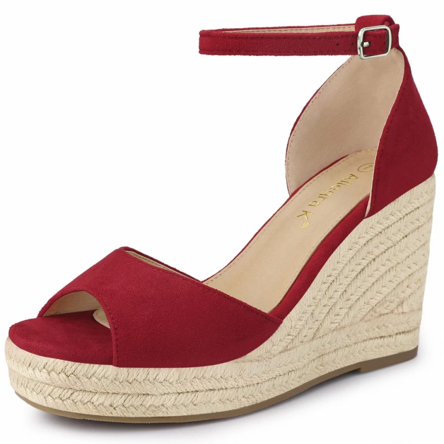 Women's Ankle Strap Wedge Sandals with Espadrille Platform Heel - Comfortable Summer Shoes