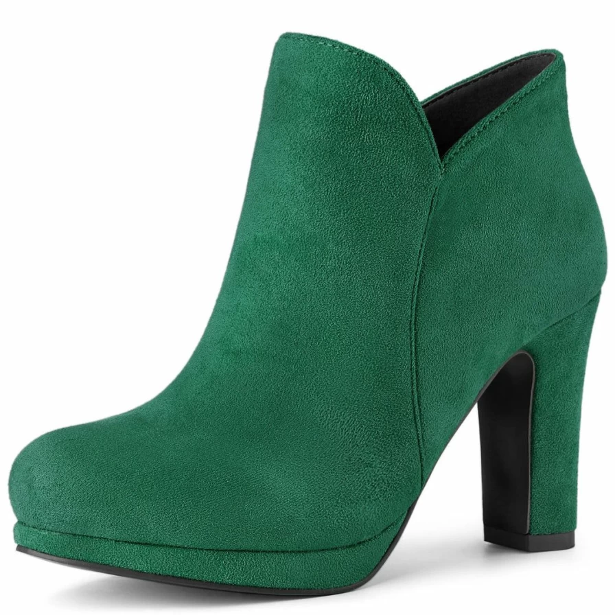 Women's Chunky Heel Ankle Boots Round Toe Mid Calf Booties Fashion Footwear
