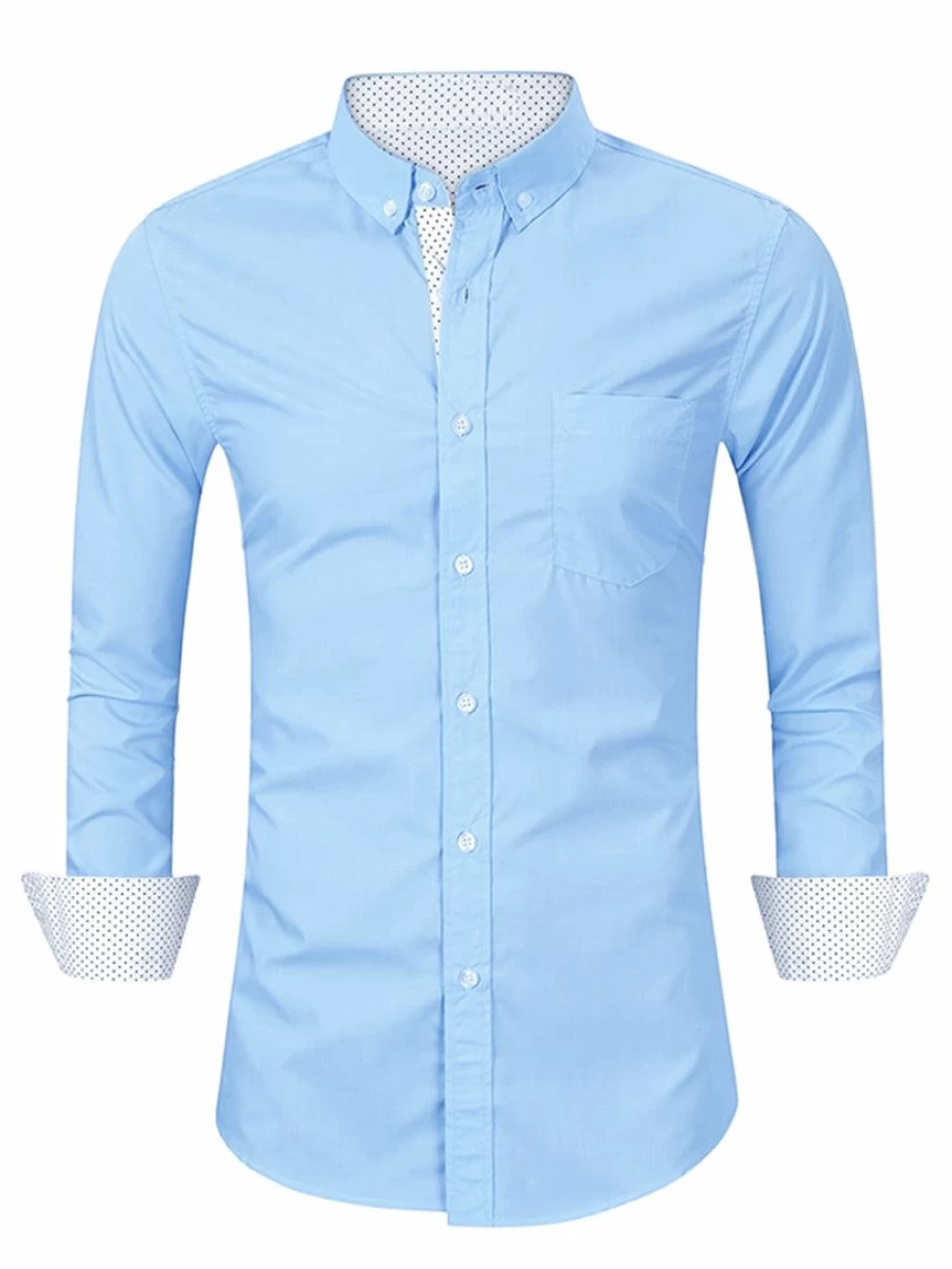 Men's Slim Fit Contrast Dress Shirt Cotton Button Down Business Casual Shirt