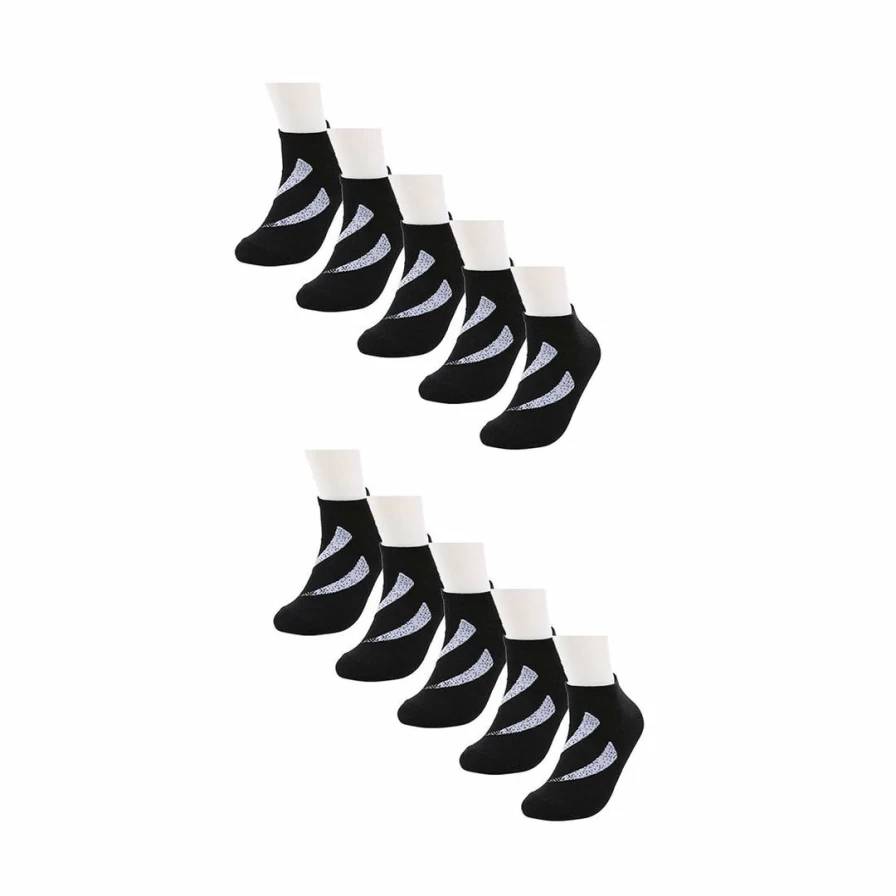 Allegra K Women's Ankle Socks 10 Pairs - Low Cut Athletic Socks Black with Pink Stripes Cotton Comfort