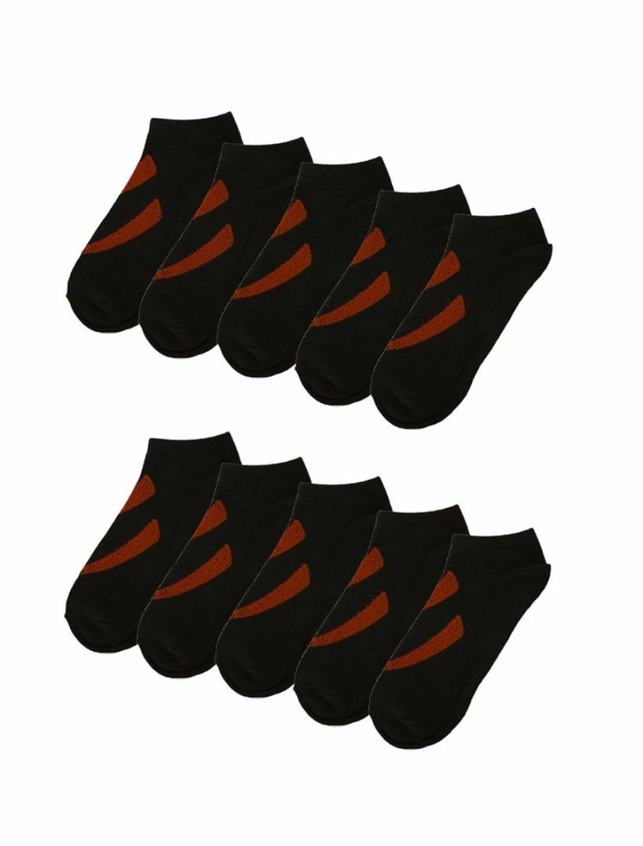 Allegra K Women's Ankle Socks 10 Pairs - Low Cut Athletic Socks Black with Pink Stripes Cotton Comfort