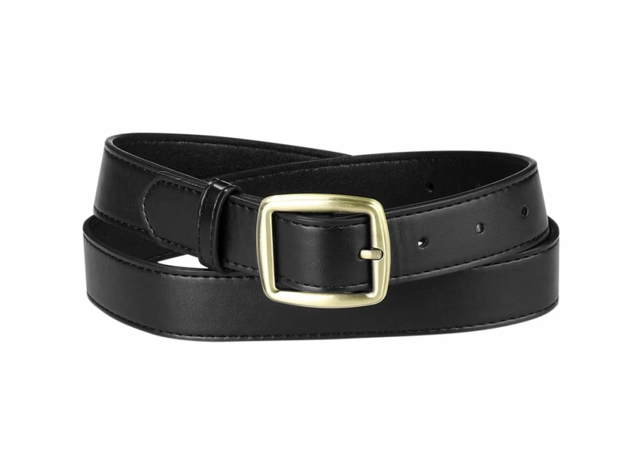 Women's Fashion Belt - Faux Leather Waistband with Pin Buckle, Stylish Solid Color Accessory for Ladies and Girls