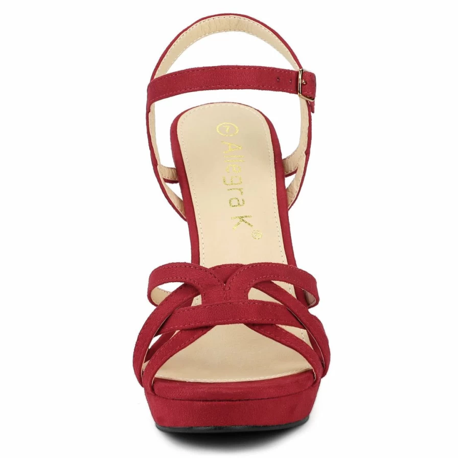 Allegra K Women's Strappy Platform Heel Sandals - High Stiletto Summer Dress Shoes