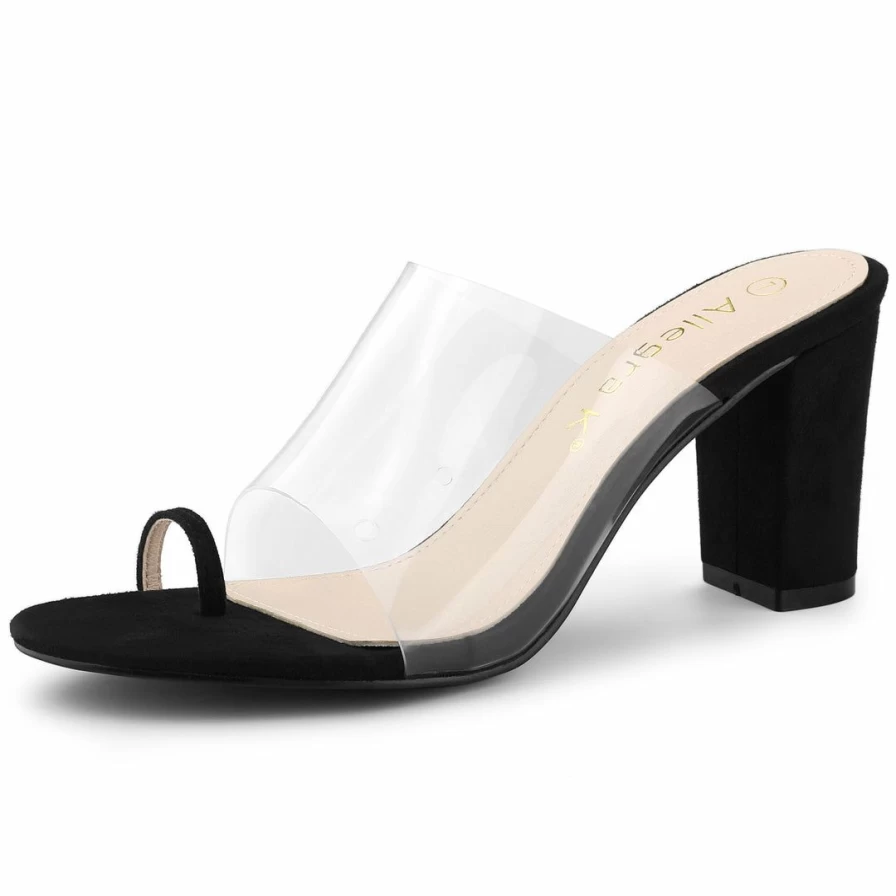 Women's Clear Chunky Heel Slide Sandals - Fashionable Comfortable Summer Shoes