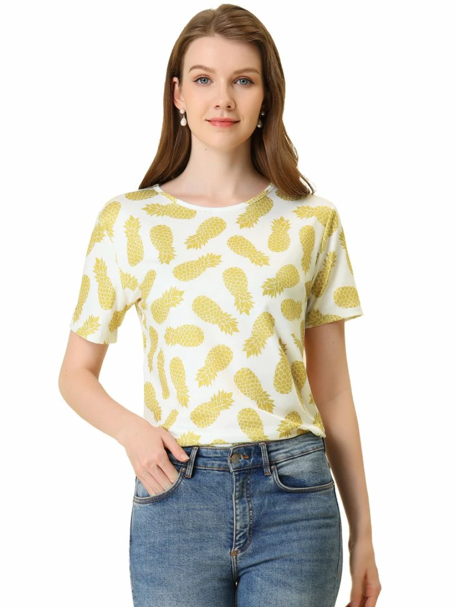 Women's Casual Short-Sleeve Banana Print T-Shirt - Comfortable & Stylish Top