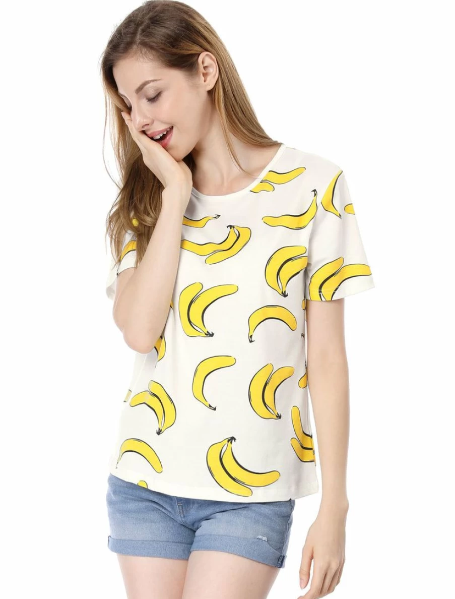 Women's Casual Short-Sleeve Banana Print T-Shirt - Comfortable & Stylish Top