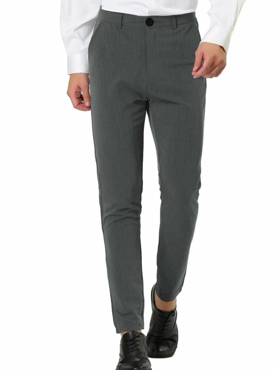 Men's Slim Fit Stretch Chino Pants for Business Casual Comfort Flat Front Solid Color Dress Trousers