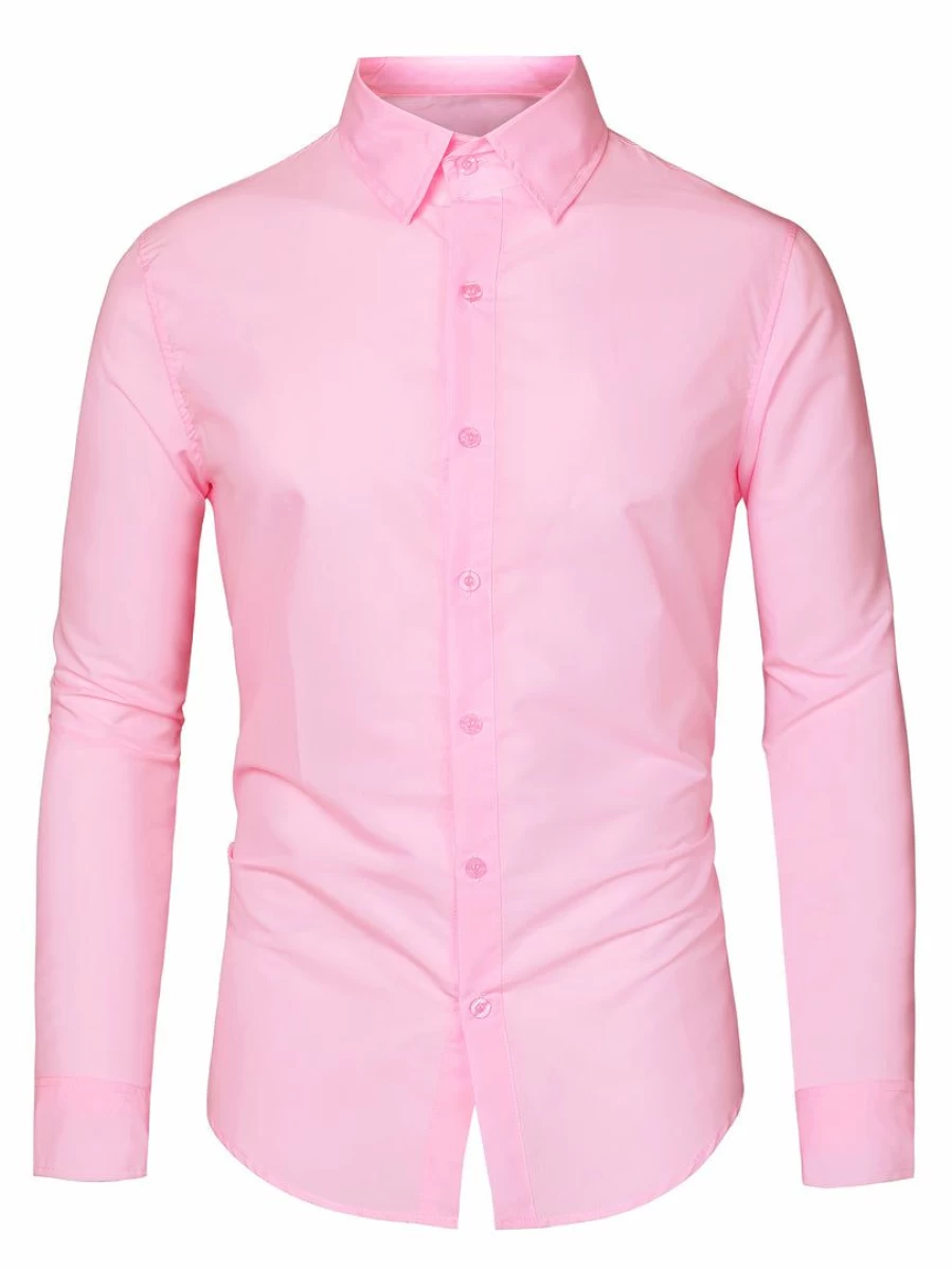 Men's Regular Fit Long Sleeve Solid Dress Shirt - Button Down Formal Shirt for Prom & Office Wear