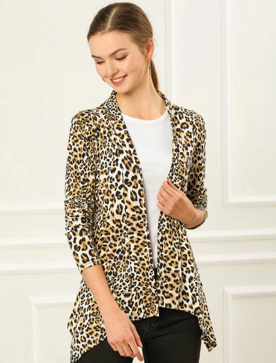 Women's Lightweight Long Sleeve Open Front Asymmetrical Hem Cardigan Sweater for Halloween