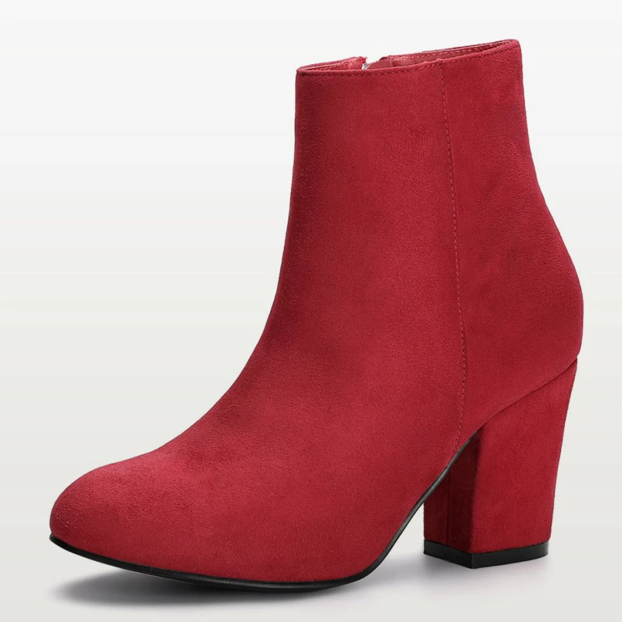 Women's Chunky Heel Ankle Boots with Side Zip Round Toe Design for Comfort and Style