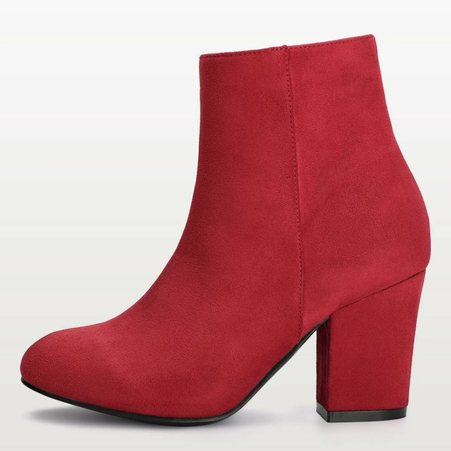 Women's Chunky Heel Ankle Boots with Side Zip Round Toe Design for Comfort and Style