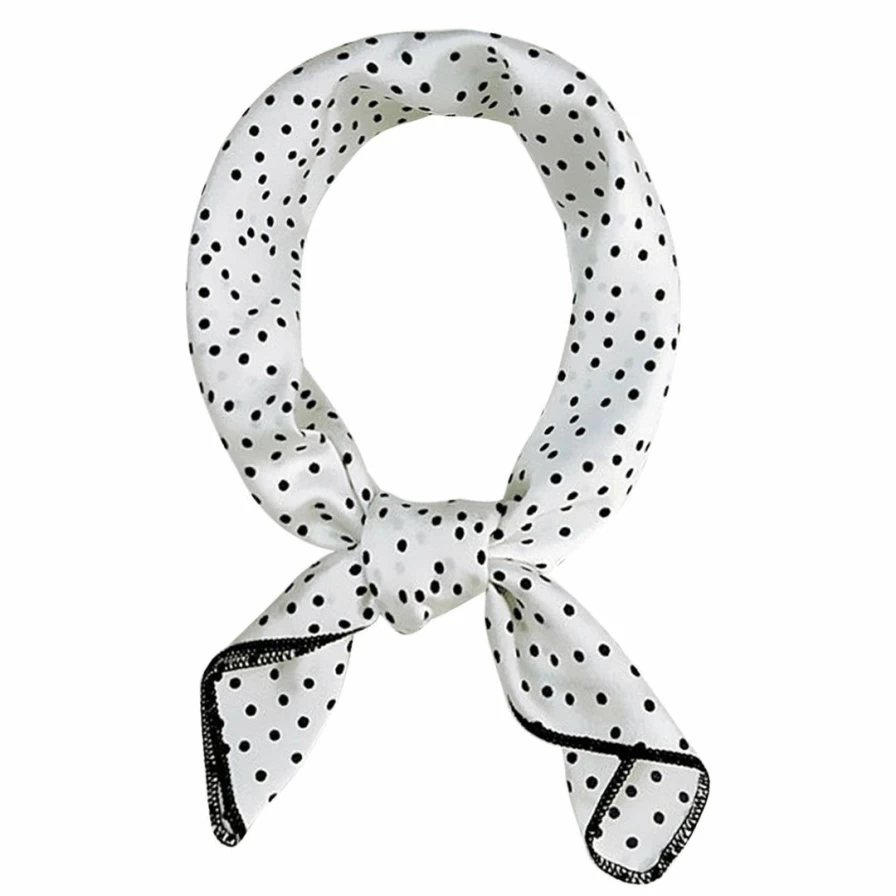 Vintage Polka Dot Square Scarf 50cm - Lightweight Neck Kerchief & Headband Accessory