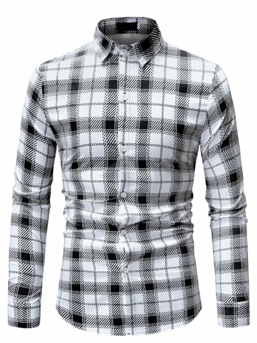 Men's Casual Long Sleeve Checked Plaid Button Down Shirt - Regular Fit Comfortable Stylish