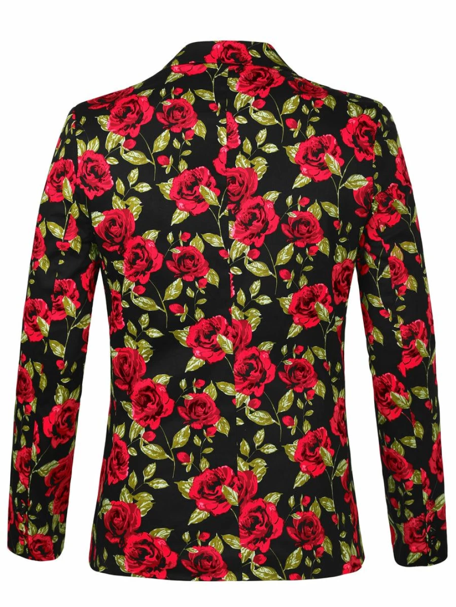 Men's Slim Fit Floral Prom Blazer Jacket - Lightweight One Button Suit for Formal Events