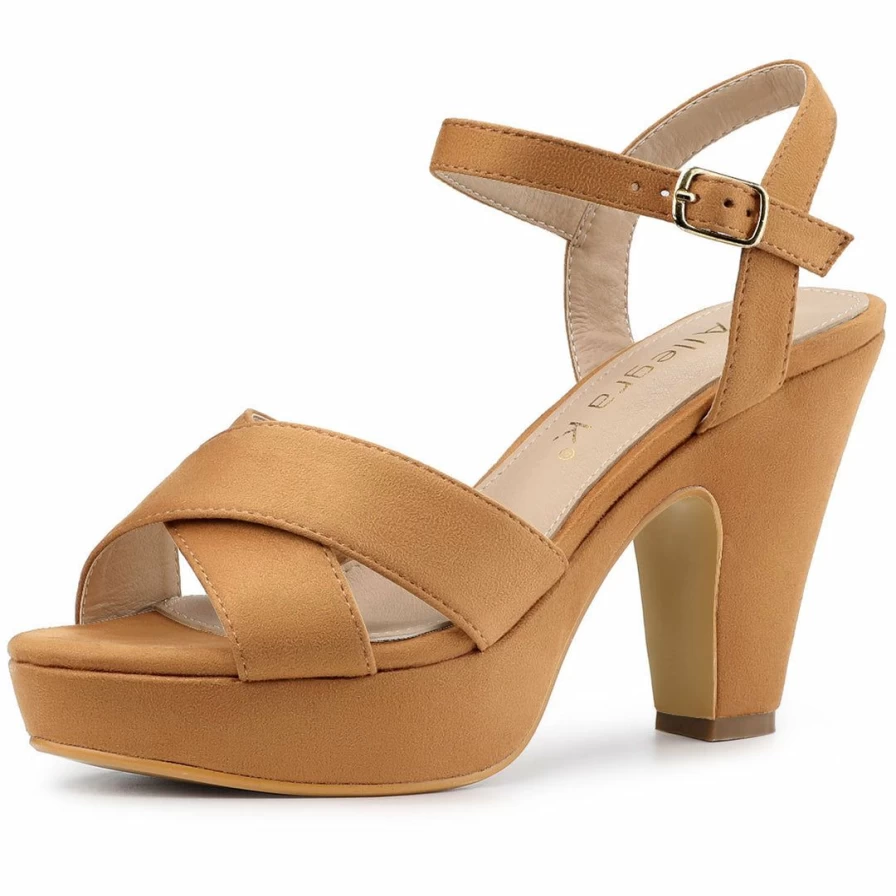 Women's Platform Sandals with Chunky Heel and Ankle Strap - Comfortable & Stylish Footwear