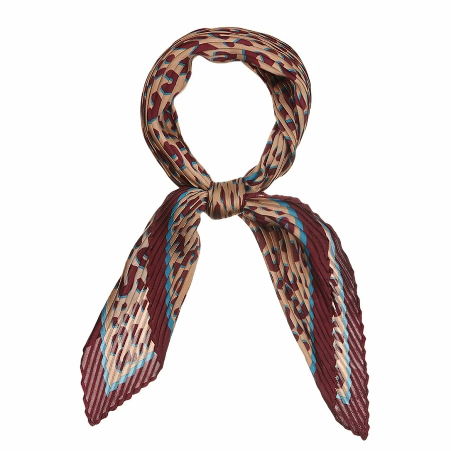 Leopard Print Pleated Scarf for Women - Fashionable Rhombus Design Neckwear