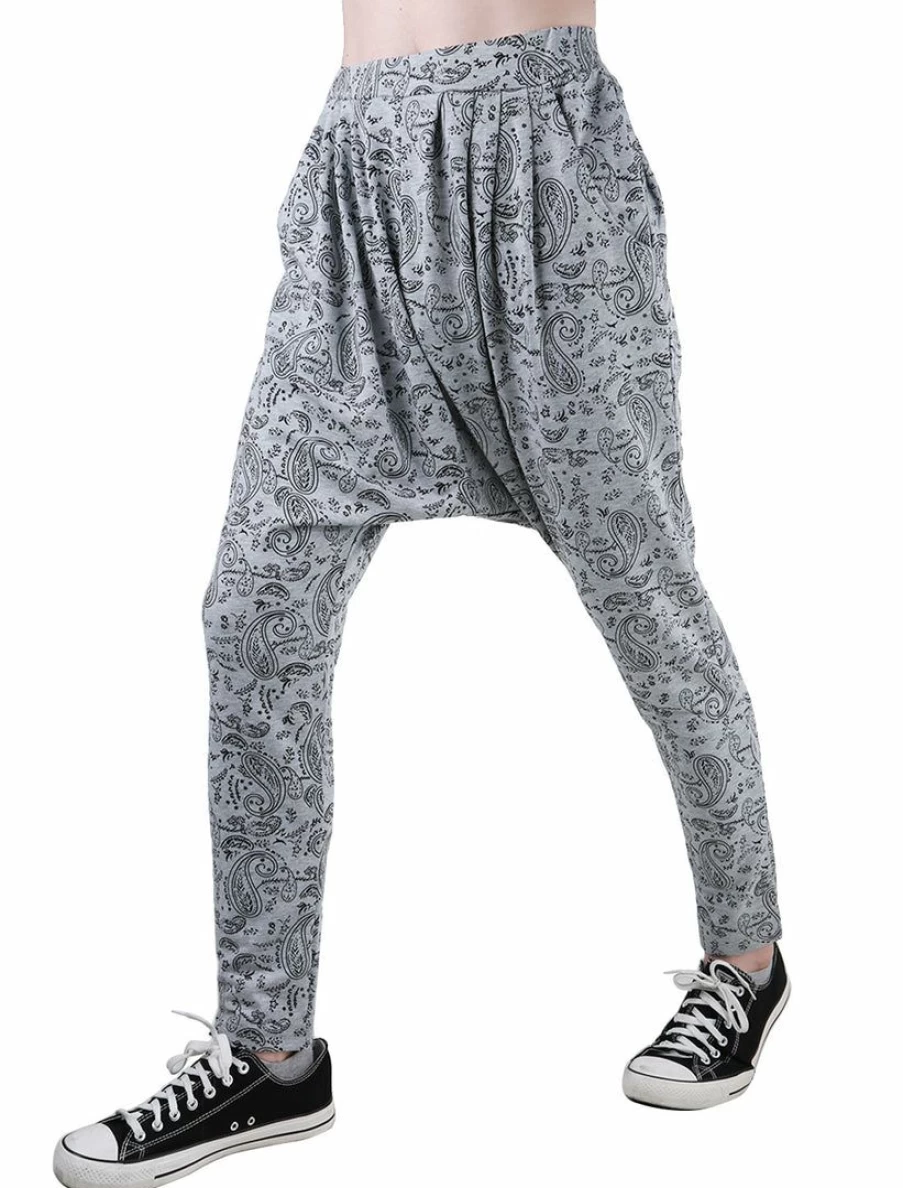 Men's Comfort Fit Solid Color Elastic Waist Harem Pants with Slant Pockets