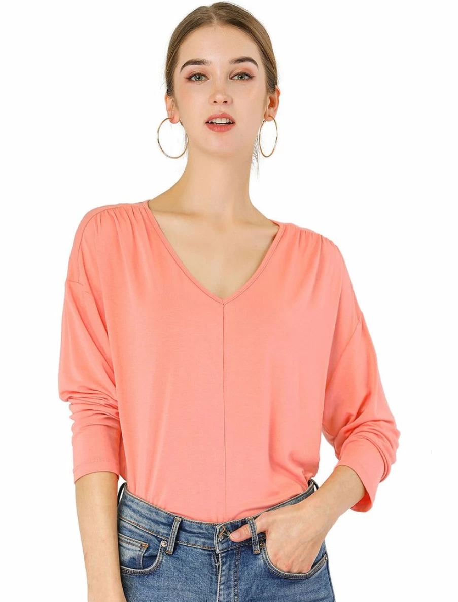Women's Casual Loose V-Neck Batwing Dolman Top - Comfortable & Stylish Tunic Blouse