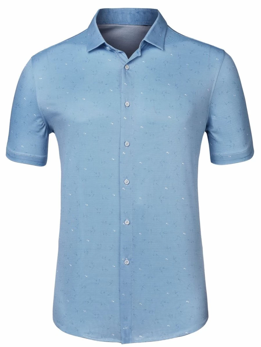 Men's Casual Short Sleeve Printed Button Down Shirt - Stylish Pattern Dress Shirt for Everyday Wear