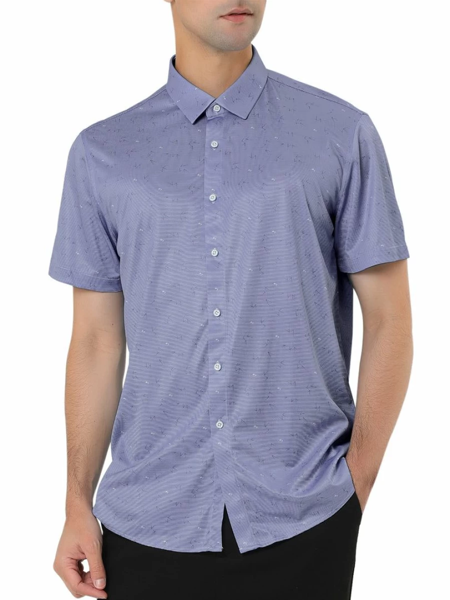 Men's Casual Short Sleeve Printed Button Down Shirt - Stylish Pattern Dress Shirt for Everyday Wear