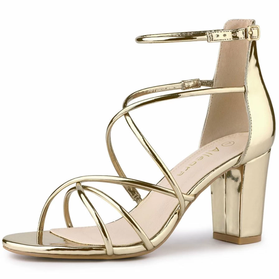 Women's Strappy Crisscross Block Heel Sandals - Comfortable Summer Dress Shoes