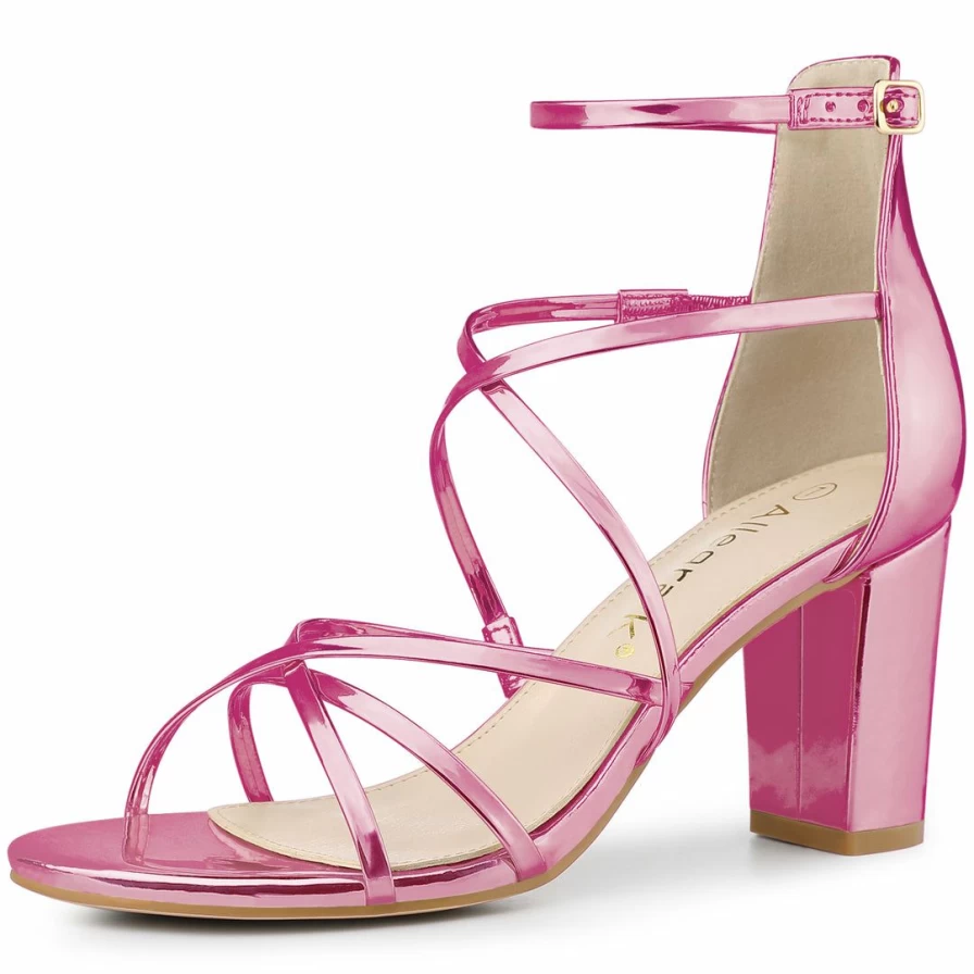 Women's Strappy Crisscross Block Heel Sandals - Comfortable Summer Dress Shoes