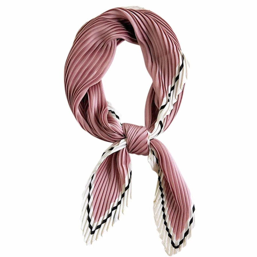 Women's Solid Color Pleated Rhombus Scarf - Versatile Headband & Bandana Accessory