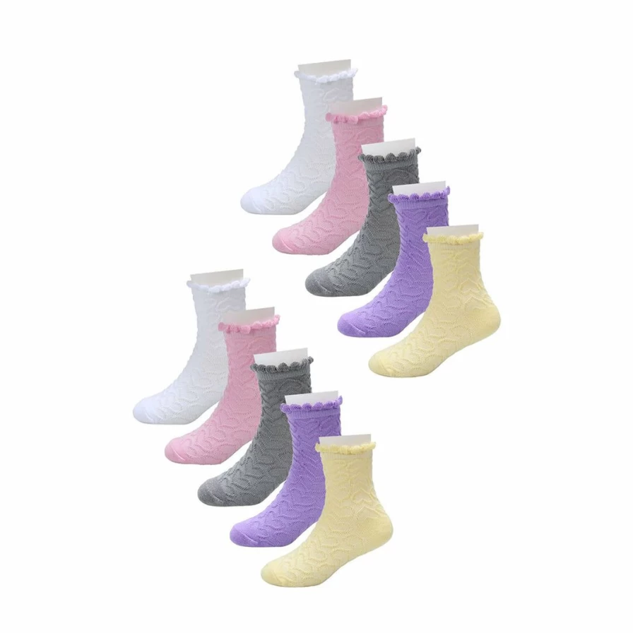 Allegra K Women's 10-Pack Heart Embroidery Ankle Socks Cotton Stretch Cuff Casual Accessories