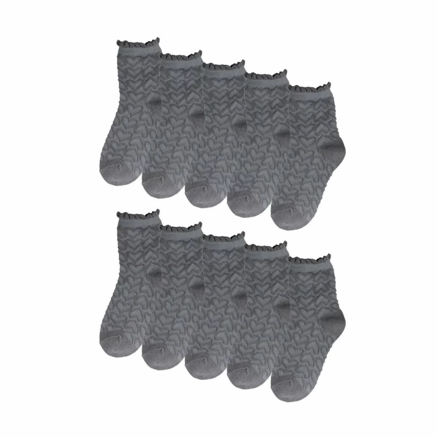 Allegra K Women's 10-Pack Heart Embroidery Ankle Socks Cotton Stretch Cuff Casual Accessories