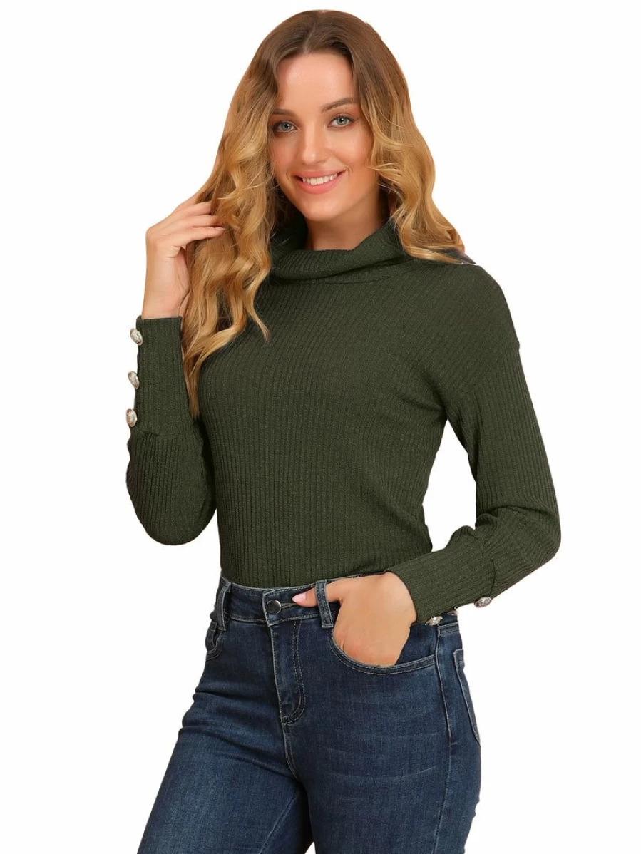 Women's Casual Loose Turtleneck Knit Sweater Pullover Top for Comfortable Outerwear