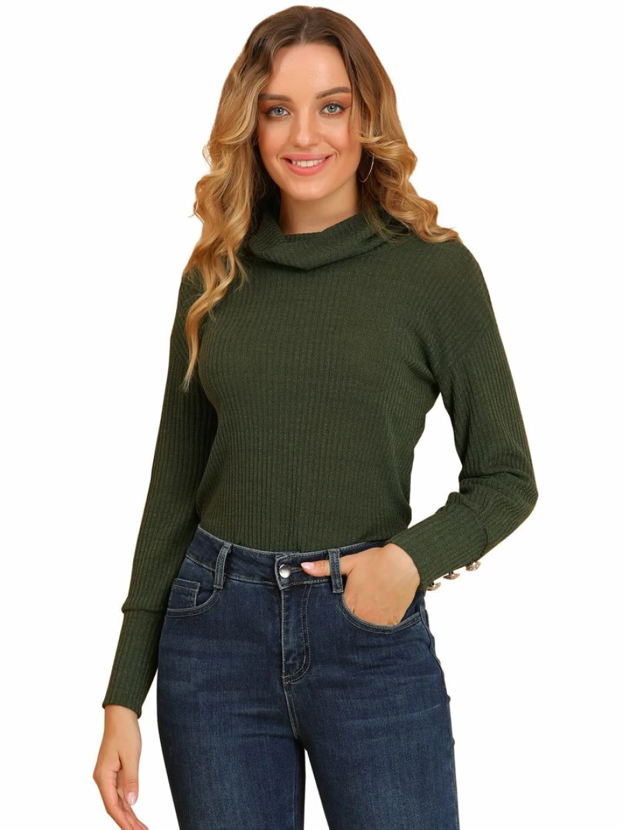 Women's Casual Loose Turtleneck Knit Sweater Pullover Top for Comfortable Outerwear