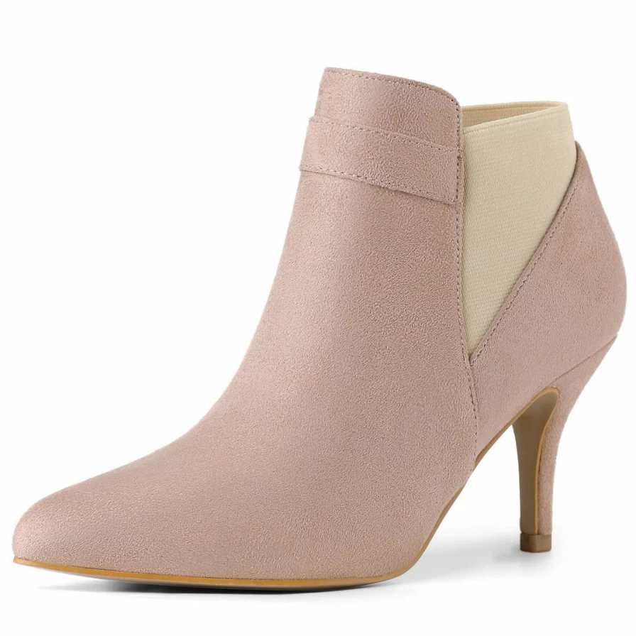 Women's Stiletto Heel Chelsea Ankle Booties - Pointed Toe Mid Calf Boots with Side Zipper