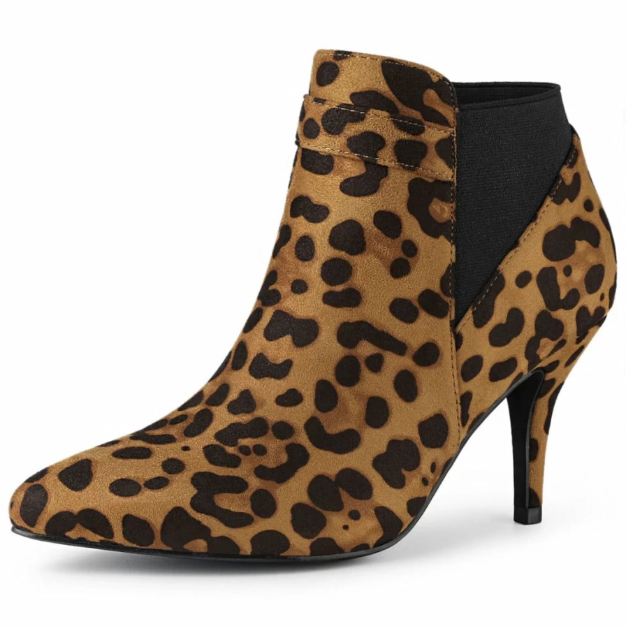 Women's Stiletto Heel Chelsea Ankle Booties - Pointed Toe Mid Calf Boots with Side Zipper